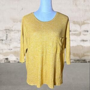 Philosophy Women's Yellow 3/4 Sleeve Blouse with Front Pocket - Size Small